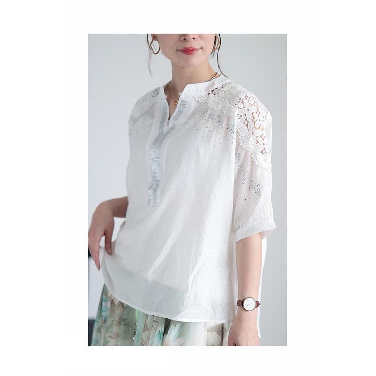 レース×煌き放つ高見えシックなブラウストップス レディース ファッション | Sawa a la mode | 詳細画像14 
