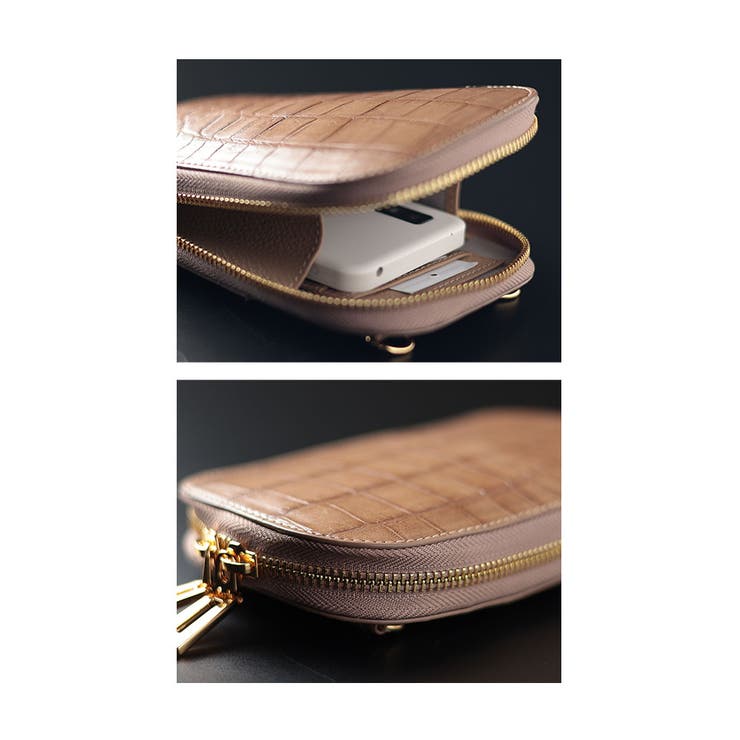 カードスロットホルダー付きクロコ革フォンショルダー レディース ファッション | Sawa a la mode | 詳細画像21 