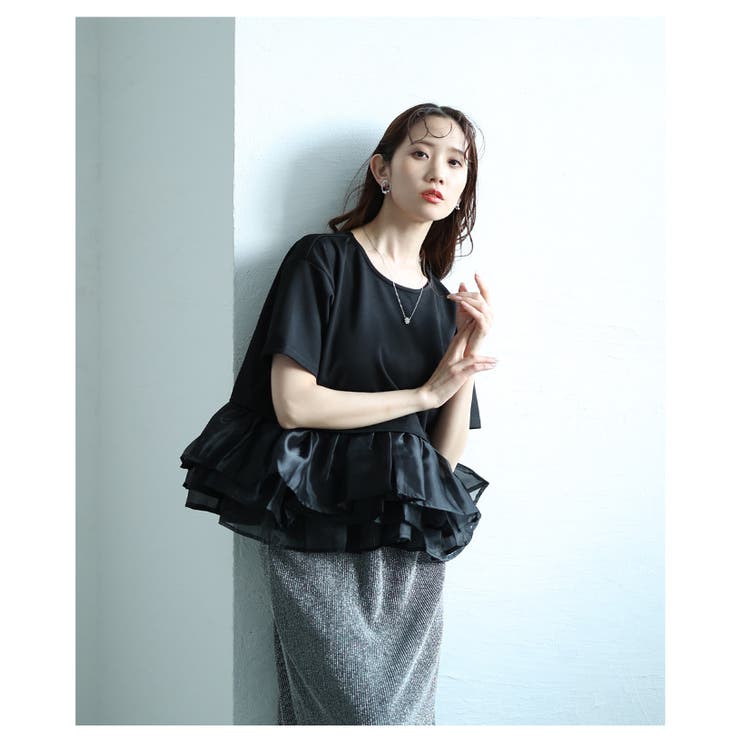 オーガンジ―フリルドッキングトップス【4月19日20時販売新作】