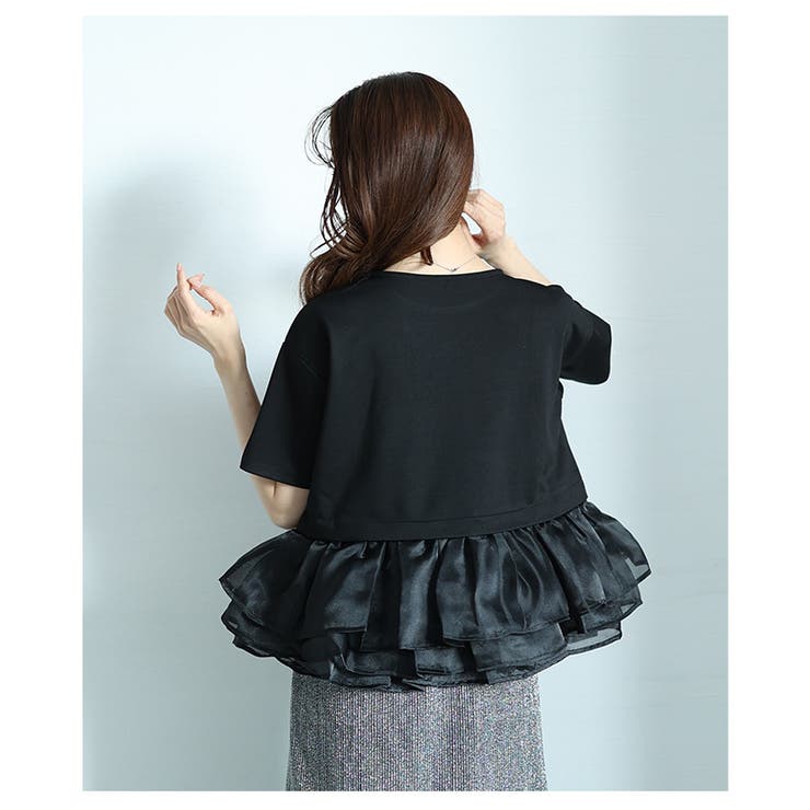 オーガンジ―フリルドッキングトップス【4月19日20時販売新作】