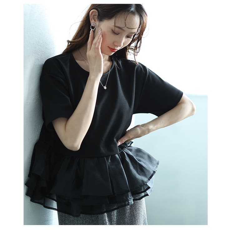 オーガンジ―フリルドッキングトップス【4月19日20時販売新作】
