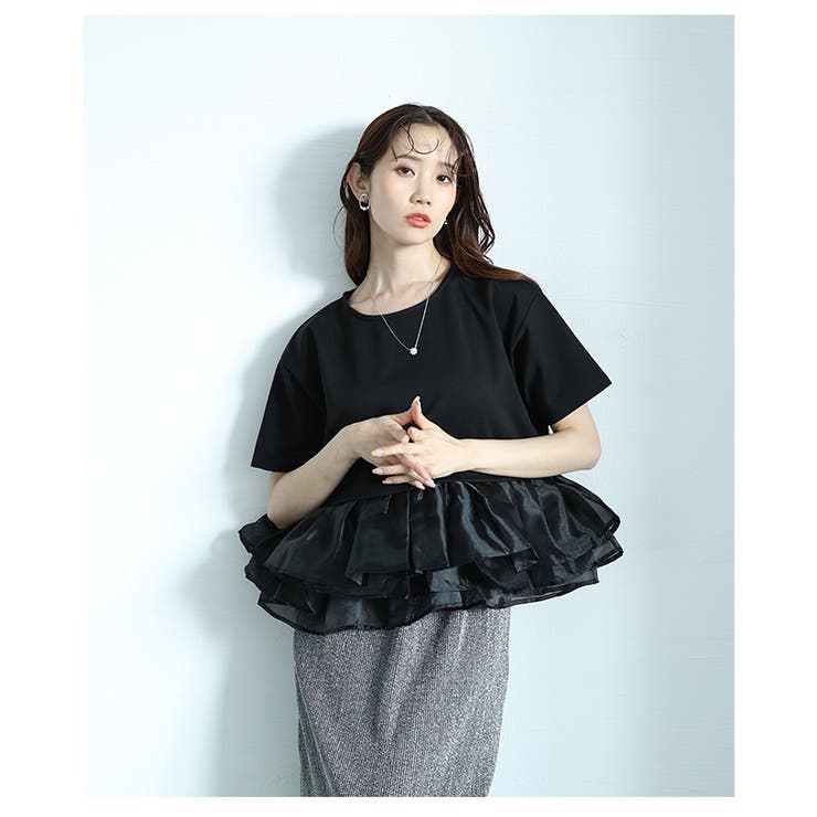 オーガンジ―フリルドッキングトップス【4月19日20時販売新作】