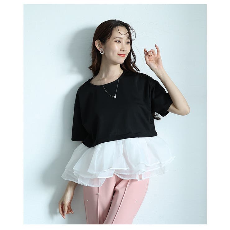 オーガンジ―フリルドッキングトップス【4月19日20時販売新作】