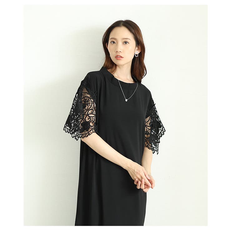 美しい袖レースのブラックワンピース レディース ファッション | Sawa a la mode | 詳細画像3 