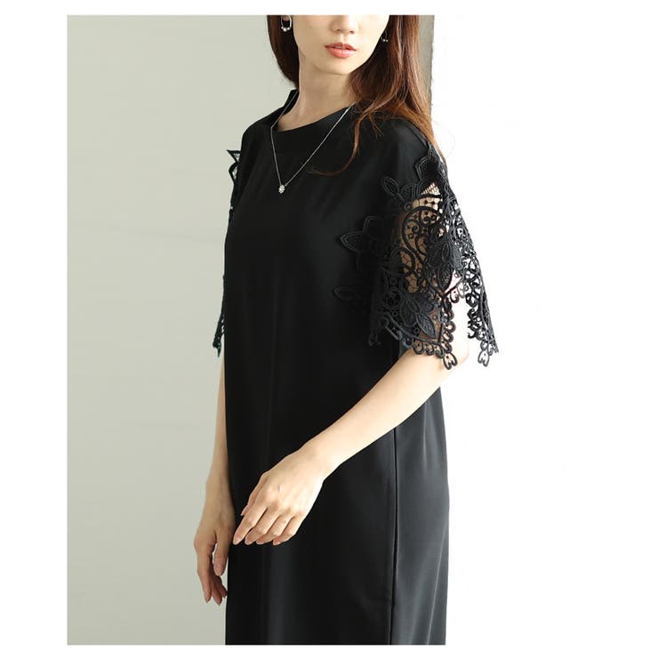 美しい袖レースのブラックワンピース レディース ファッション | Sawa a la mode | 詳細画像5 