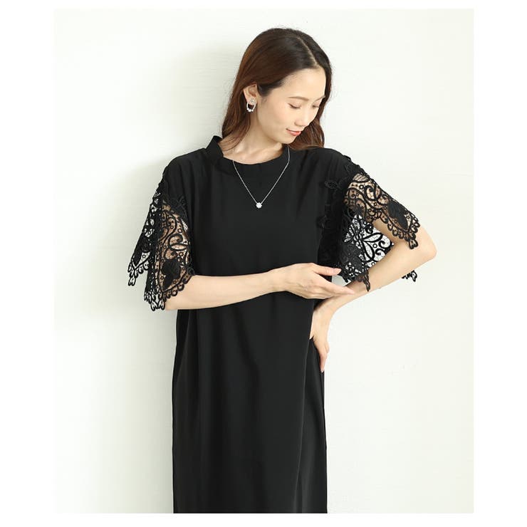 美しい袖レースのブラックワンピース レディース ファッション | Sawa a la mode | 詳細画像9 