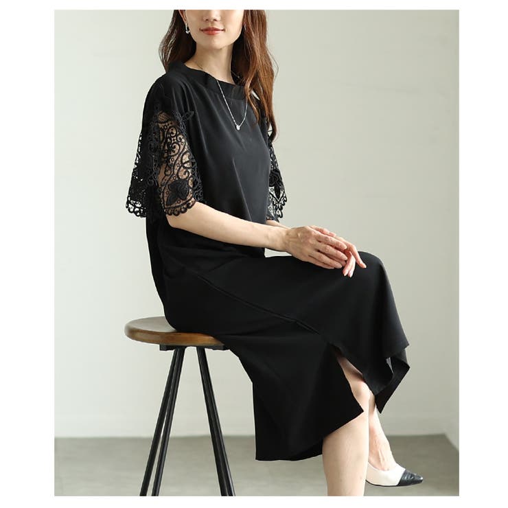 美しい袖レースのブラックワンピース レディース ファッション | Sawa a la mode | 詳細画像11 