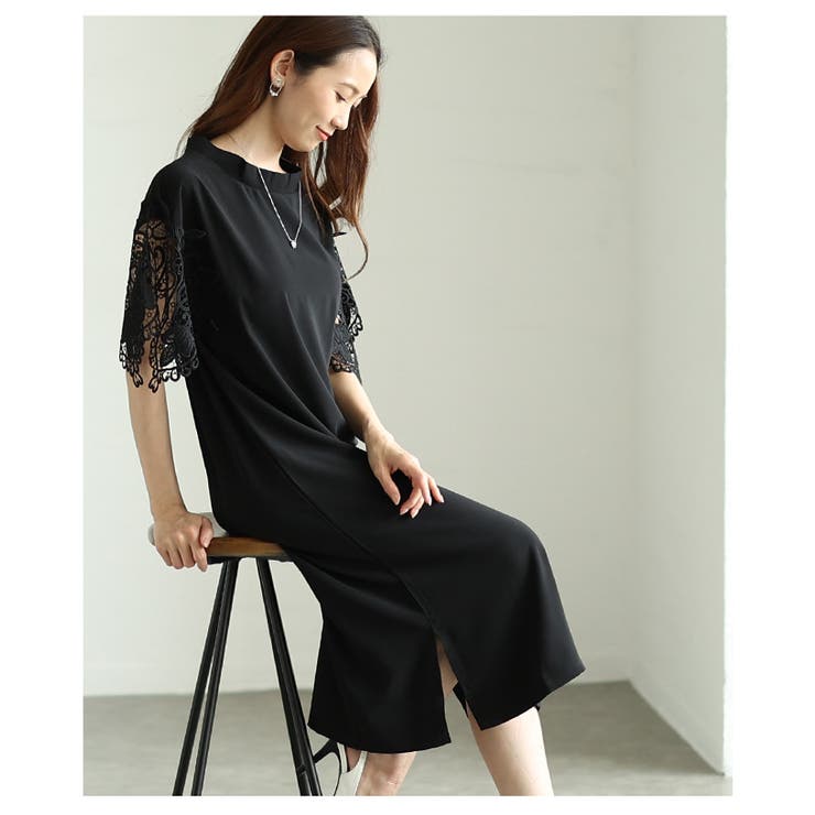 美しい袖レースのブラックワンピース レディース ファッション | Sawa a la mode | 詳細画像17 