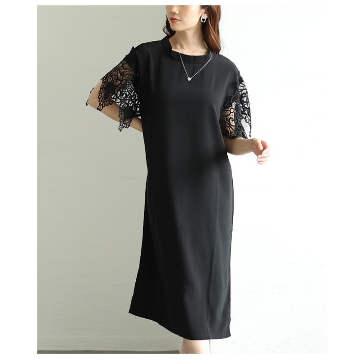 美しい袖レースのブラックワンピース レディース ファッション | Sawa a la mode | 詳細画像19 