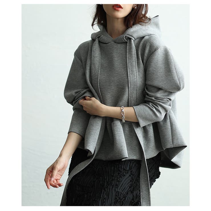 可愛さに溺れるリボンタイ付きペプラムフーディートップス レディース ファッション | Sawa a la mode | 詳細画像11 