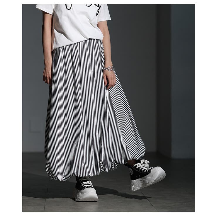 ふっくらシルエットでサマになるストライプ柄バブルヘムスカート レディース ファッ… | Sawa a la mode | 詳細画像9 