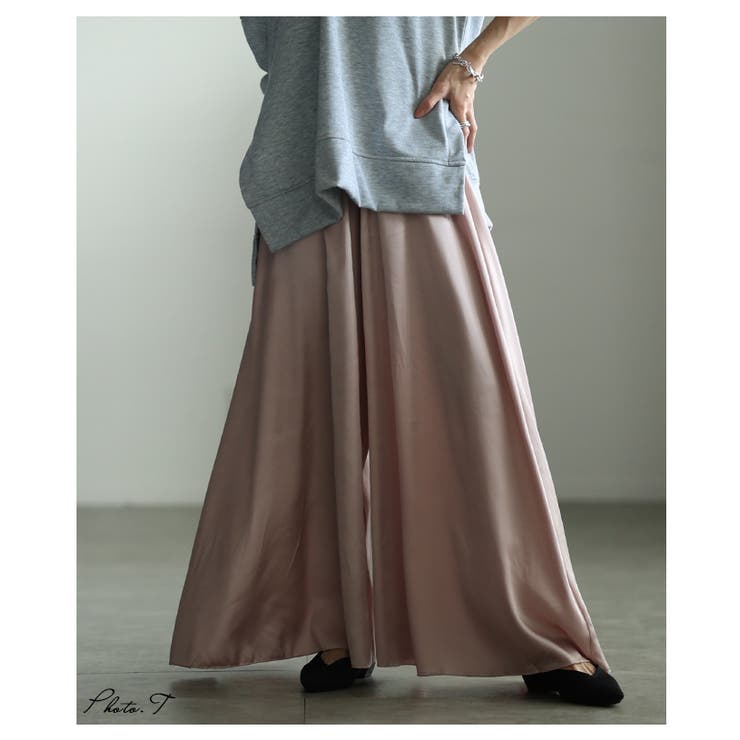 品格漂う大人ハンサムスタイルに仕上がるワイドサテンパンツ レディース ファッショ… | Sawa a la mode | 詳細画像2 