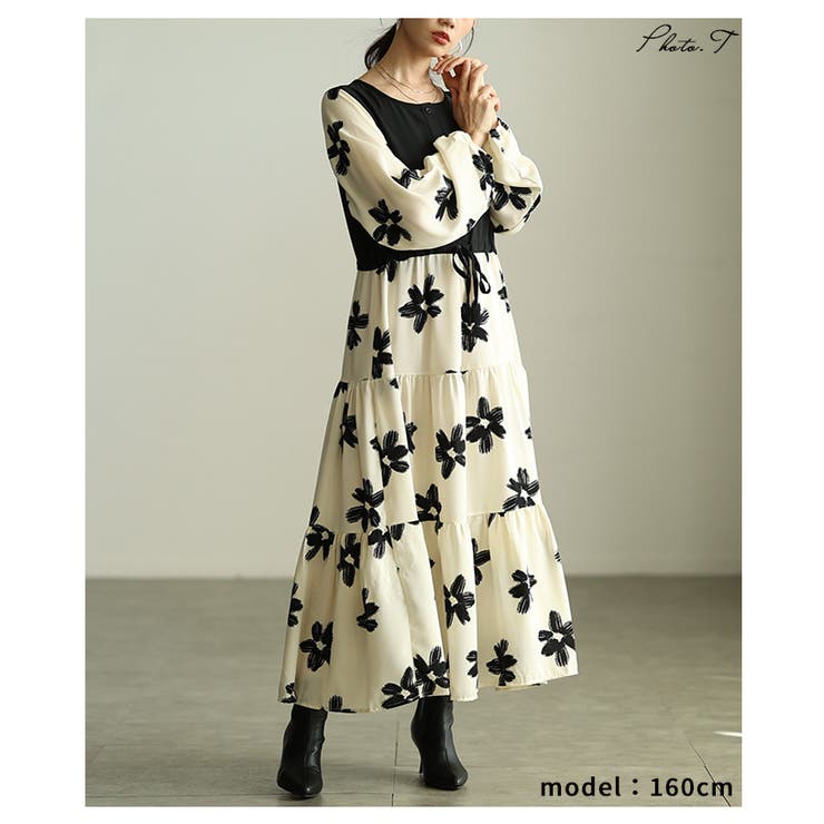 私だけの花模様を描いた切替ティアードロングワンピース レディース ファッション | Sawa a la mode | 詳細画像2 