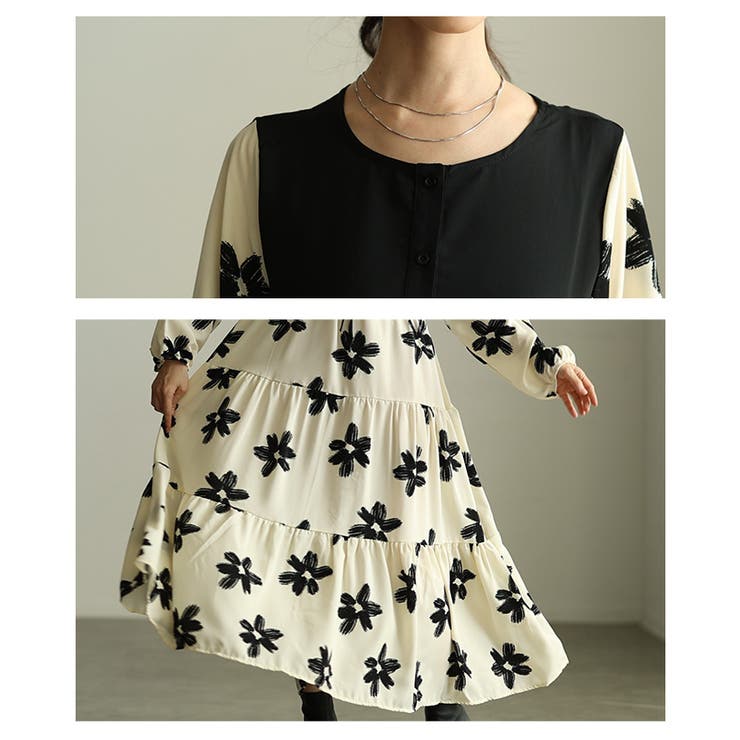 私だけの花模様を描いた切替ティアードロングワンピース レディース ファッション | Sawa a la mode | 詳細画像5 