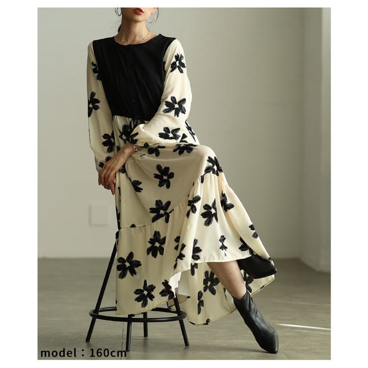 私だけの花模様を描いた切替ティアードロングワンピース レディース ファッション | Sawa a la mode | 詳細画像7 