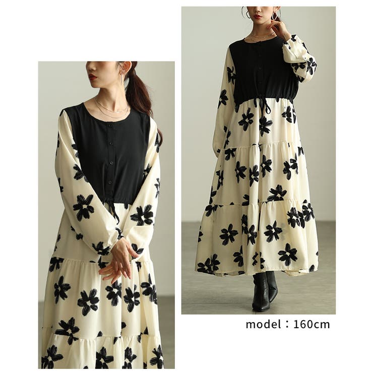 私だけの花模様を描いた切替ティアードロングワンピース レディース ファッション | Sawa a la mode | 詳細画像10 