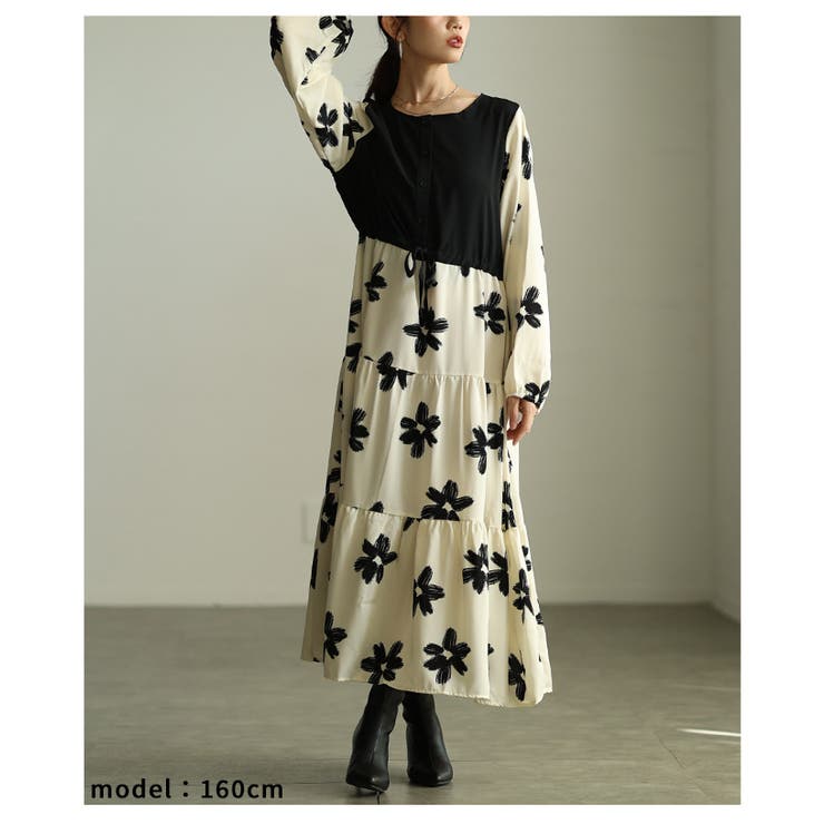 私だけの花模様を描いた切替ティアードロングワンピース レディース ファッション | Sawa a la mode | 詳細画像12 