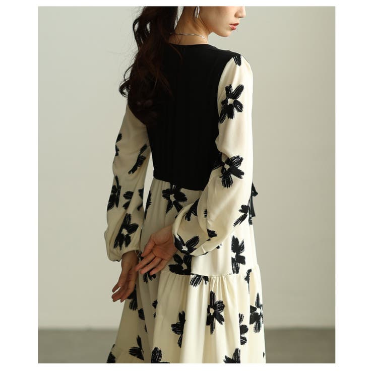 私だけの花模様を描いた切替ティアードロングワンピース レディース ファッション | Sawa a la mode | 詳細画像13 