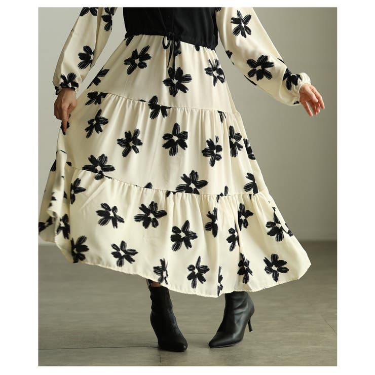 私だけの花模様を描いた切替ティアードロングワンピース レディース ファッション | Sawa a la mode | 詳細画像15 