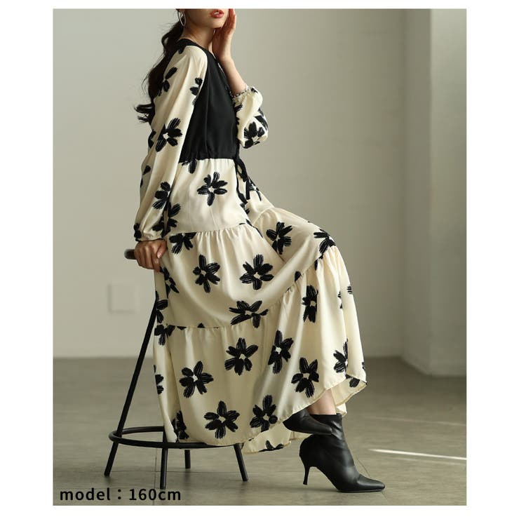 私だけの花模様を描いた切替ティアードロングワンピース レディース ファッション | Sawa a la mode | 詳細画像16 