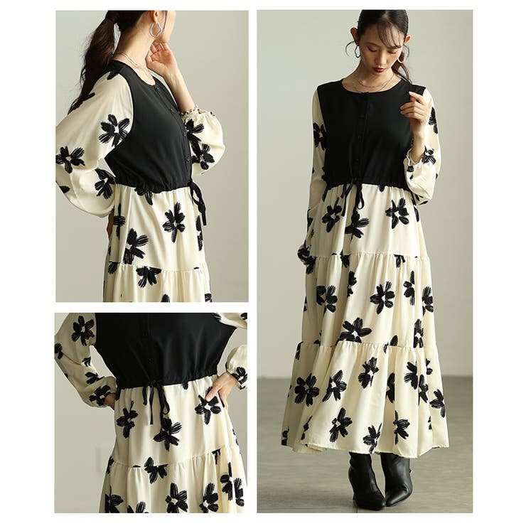 私だけの花模様を描いた切替ティアードロングワンピース レディース ファッション | Sawa a la mode | 詳細画像17 