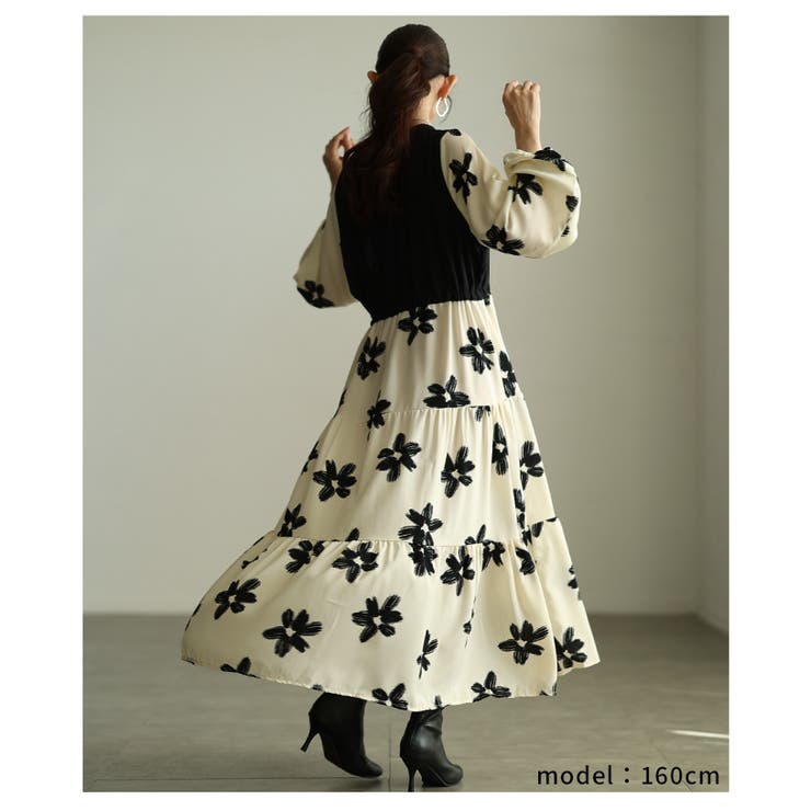 私だけの花模様を描いた切替ティアードロングワンピース レディース ファッション | Sawa a la mode | 詳細画像18 
