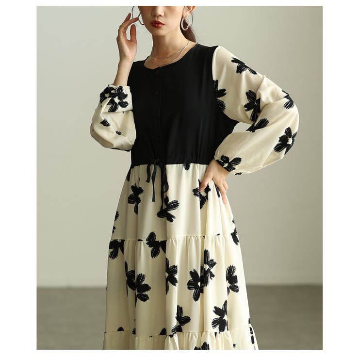 私だけの花模様を描いた切替ティアードロングワンピース レディース ファッション | Sawa a la mode | 詳細画像19 