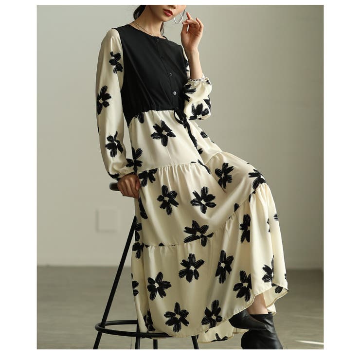 私だけの花模様を描いた切替ティアードロングワンピース レディース ファッション | Sawa a la mode | 詳細画像22 
