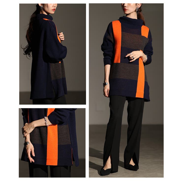 大人のセンス光る日本製オシャレ配色ニットトップス レディース ファッション | Sawa a la mode | 詳細画像16 