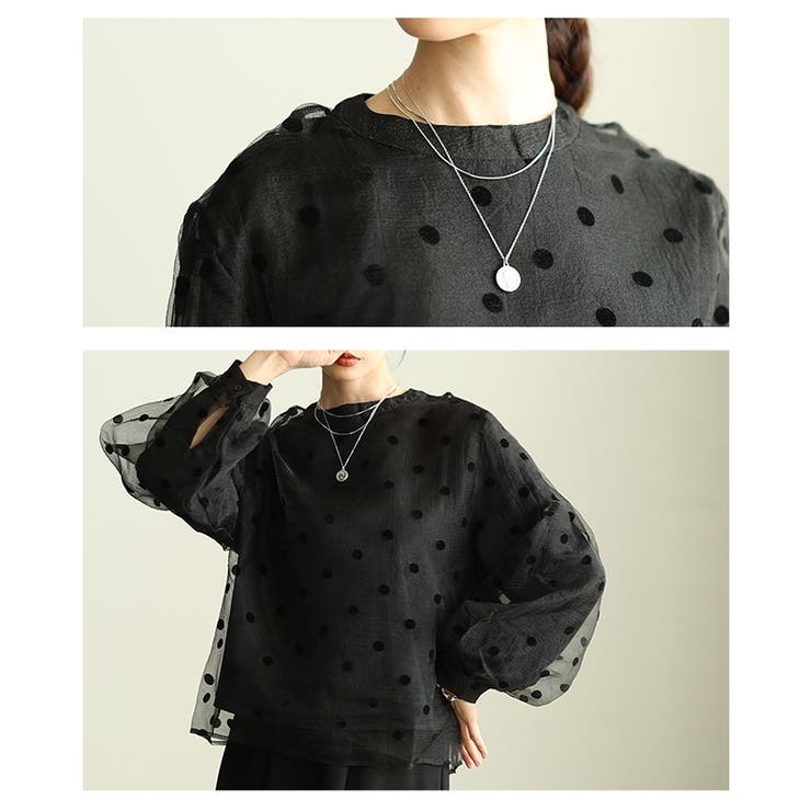 レディに決まるドット柄ふんわり袖シアートップス レディース ファッション | Sawa a la mode | 詳細画像5 