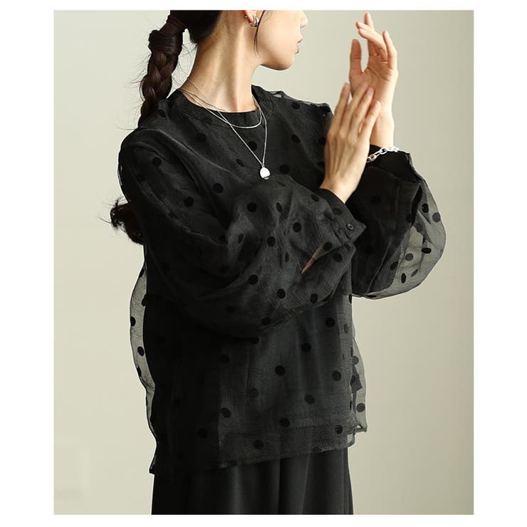 レディに決まるドット柄ふんわり袖シアートップス レディース ファッション | Sawa a la mode | 詳細画像12 