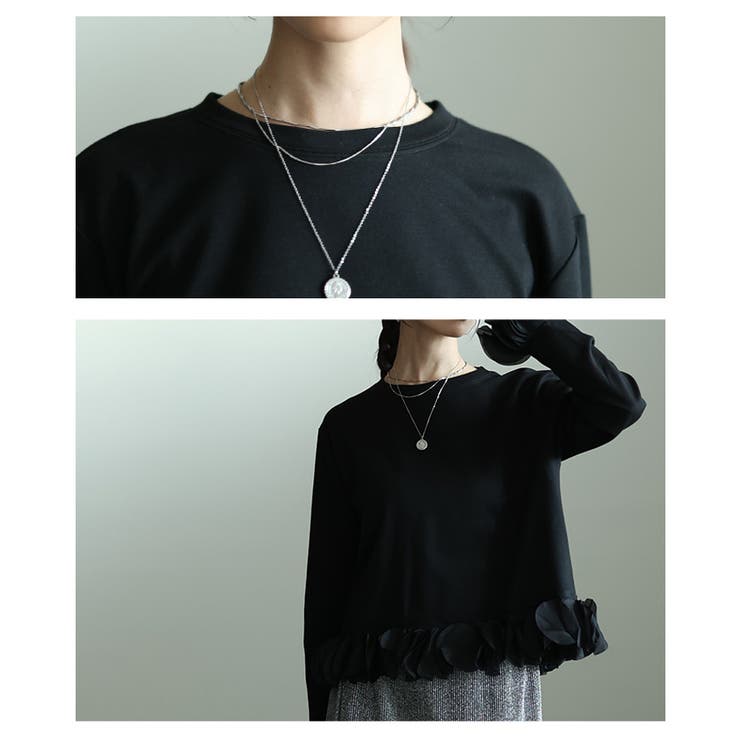 花びらフリルが揺らめく綺麗めトップス レディース ファッション[品番