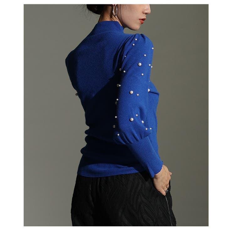 パールの粒が降り注ぐパフスリーブニットトップス レディース ファッション | Sawa a la mode | 詳細画像6 