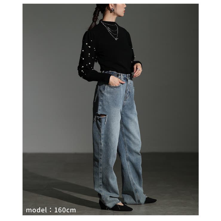 パールの粒が降り注ぐパフスリーブニットトップス レディース ファッション | Sawa a la mode | 詳細画像11 