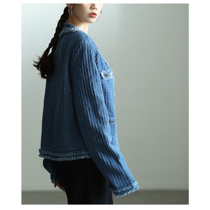 毎日着たいエンボス加工のノーカラージャケット レディース ファッション | Sawa a la mode | 詳細画像13 