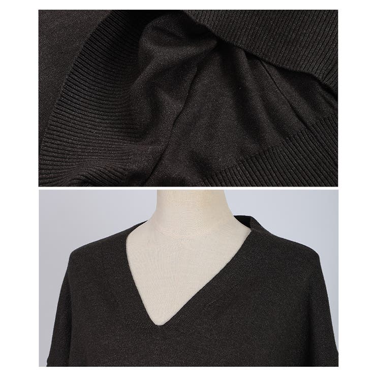 後ろ姿も抜かりの無いVネックハイゲージニット レディース ファッション | Sawa a la mode | 詳細画像25 