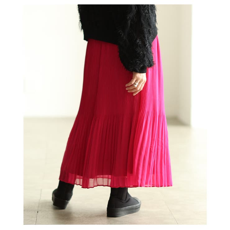 シフォンなのに暖かい裏フリースプリーツスカート レディース ファッション | Sawa a la mode | 詳細画像8 