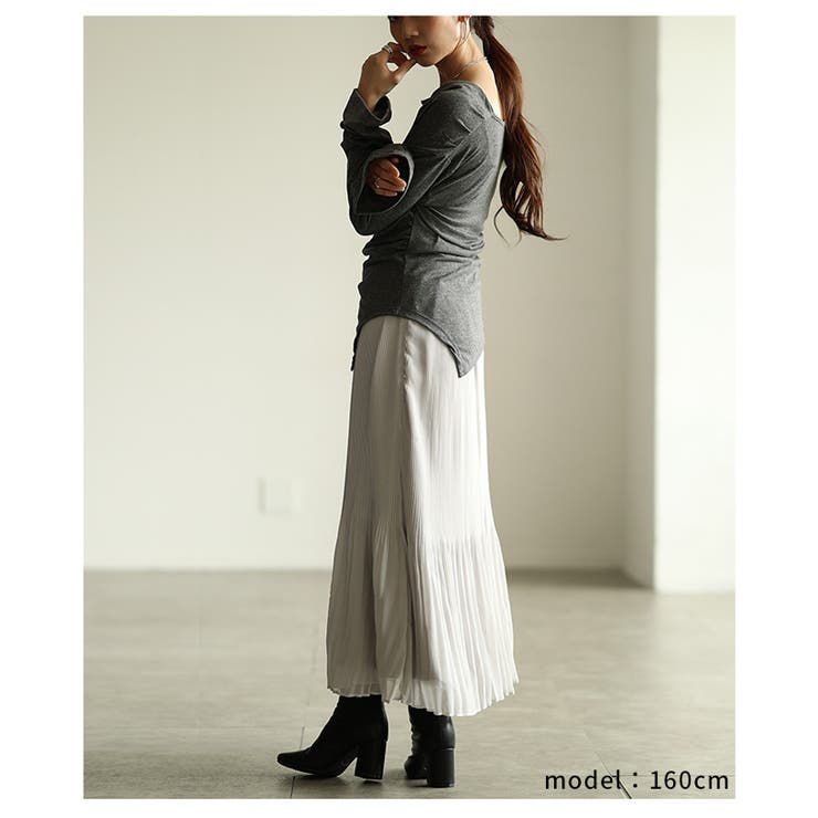 シフォンなのに暖かい裏フリースプリーツスカート レディース