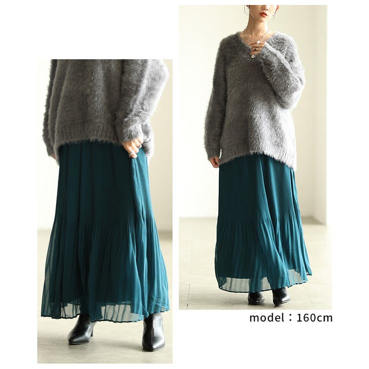 シフォンなのに暖かい裏フリースプリーツスカート レディース ファッション | Sawa a la mode | 詳細画像27 