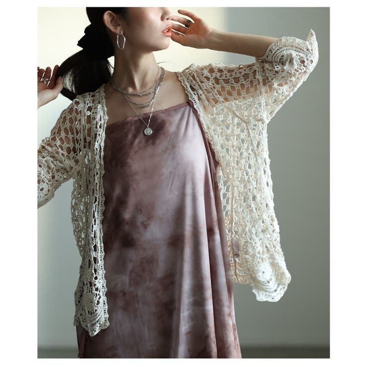 スカラップ裾の透かし編みカーディガン レディース ファッション | Sawa a la mode | 詳細画像9 