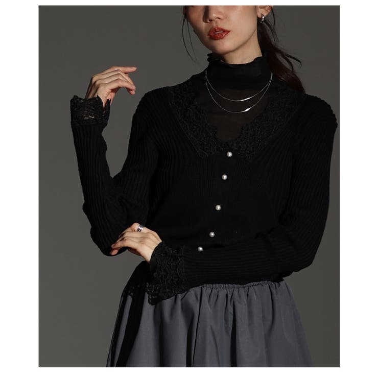 繊細なレースをあしらったVネックリブニットトップス レディース ファッション | Sawa a la mode | 詳細画像20 