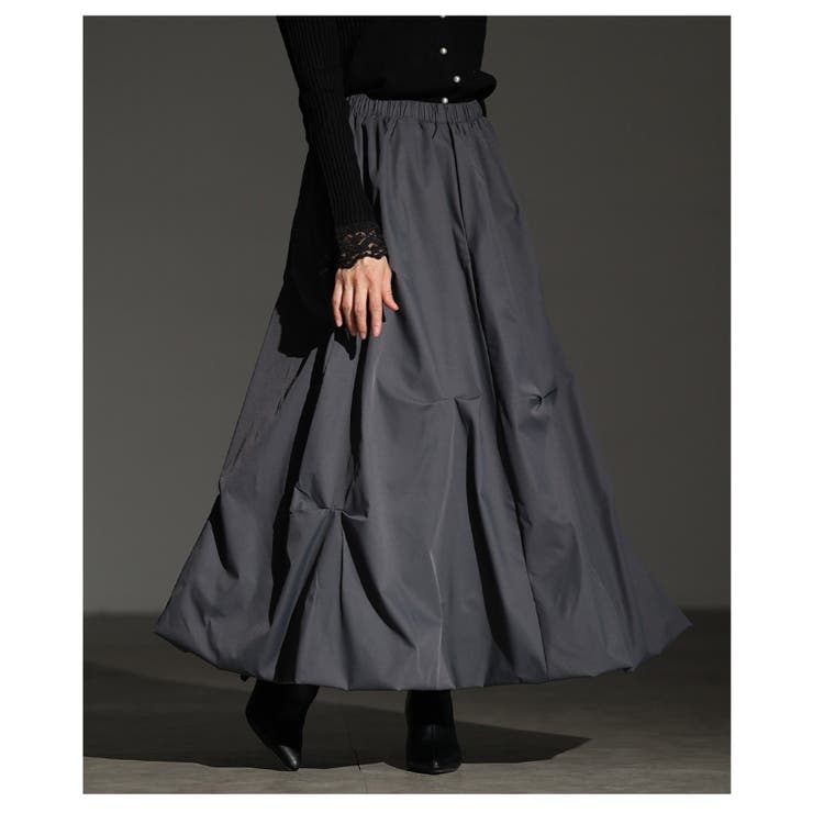 PICTURES バルーンスカート ブラック Freeサイズ シック モード モード タック袋デザインナイロンバルーンスカート SK | NOIR BLANC