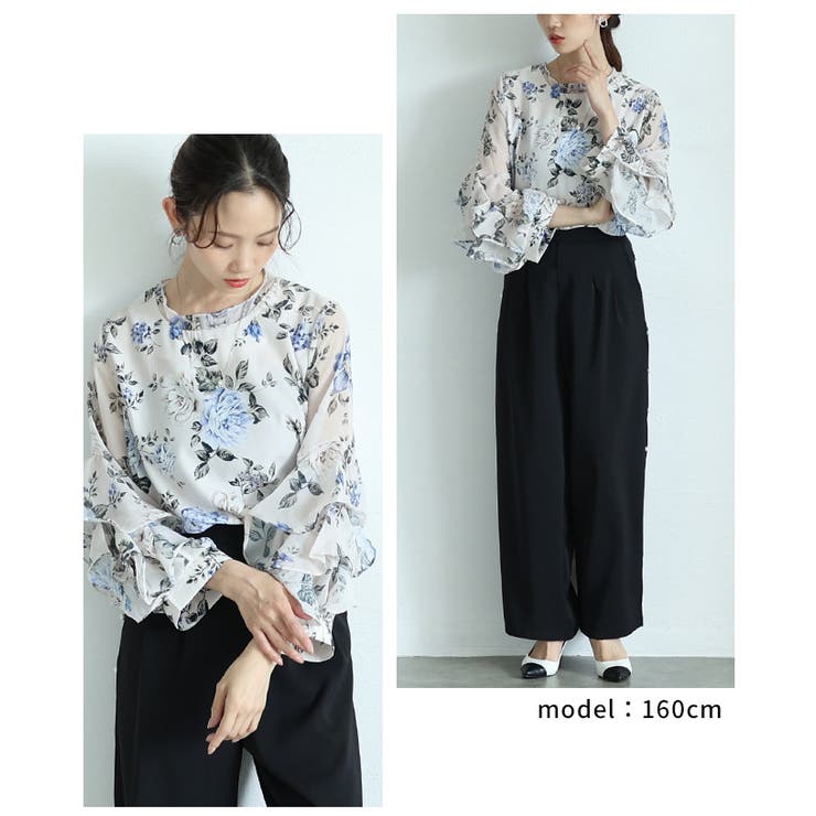 風になびくフリル袖の花柄ブラウス トップス レディース | Sawa a la mode | 詳細画像10 