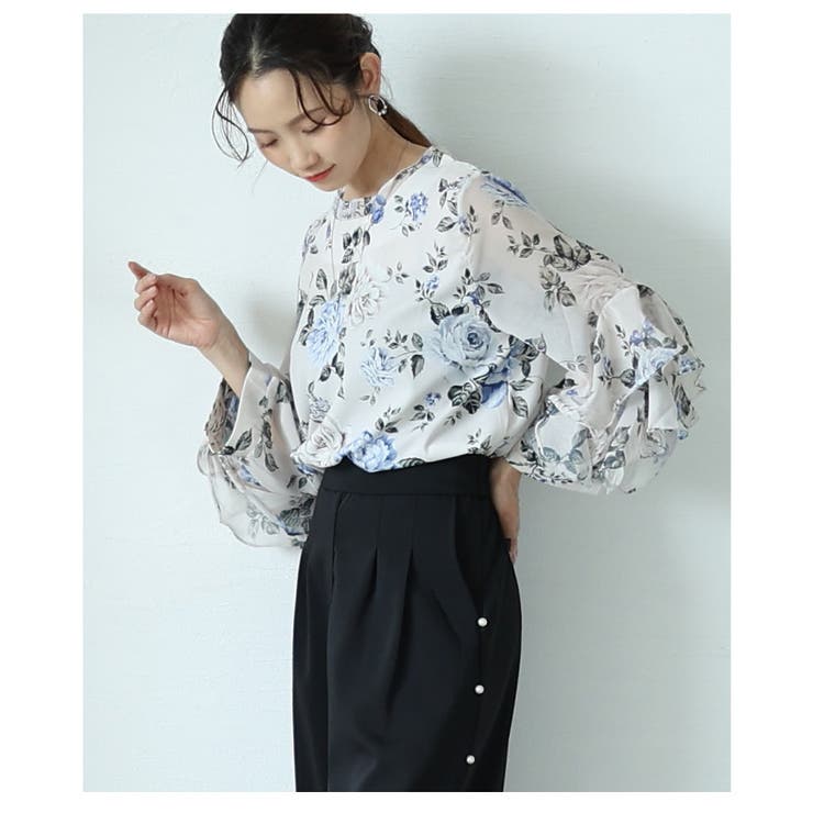 風になびくフリル袖の花柄ブラウス トップス レディース | Sawa a la mode | 詳細画像16 