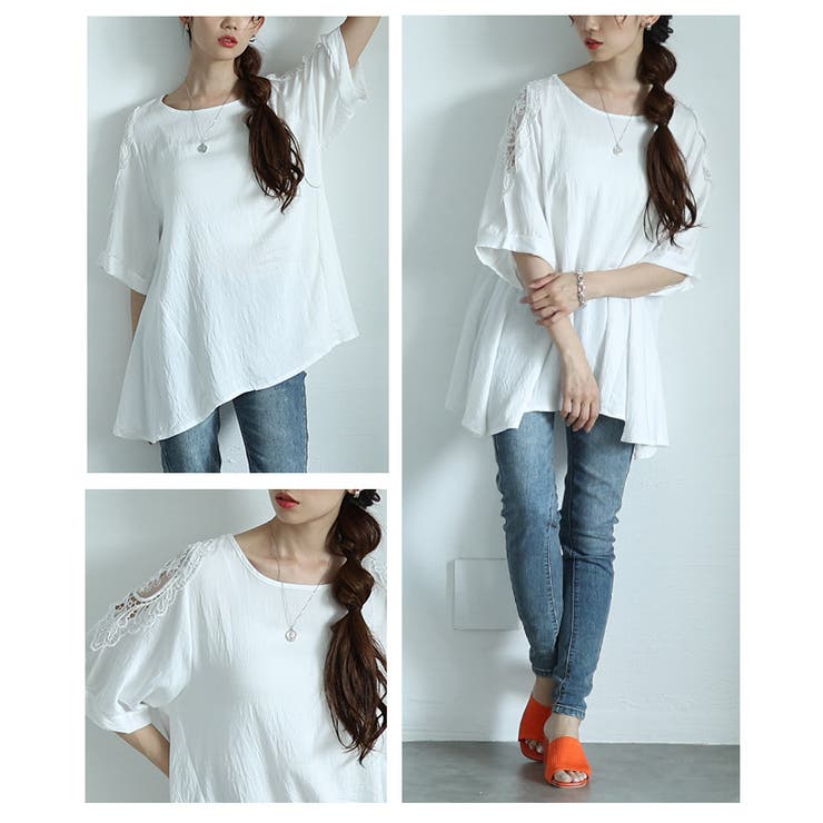 袖を彩る刺繍レースの軽やかフレアチュニック レディース ファッション | Sawa a la mode | 詳細画像17 