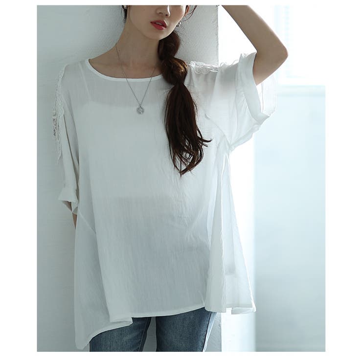袖を彩る刺繍レースの軽やかフレアチュニック レディース ファッション | Sawa a la mode | 詳細画像20 