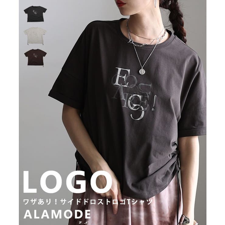 シルエットを自在に操るサイドドロストロゴTシャツ レディース トップス | Sawa a la mode | 詳細画像1 