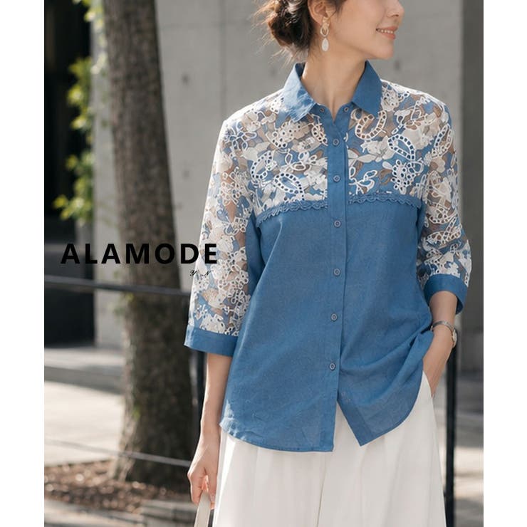 デニムとお花が彩る大人のダンガリーシャツ レディース ファッション | Sawa a la mode | 詳細画像1 
