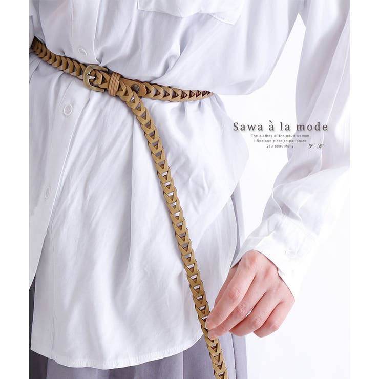 コーデを仕上げるレザー調スリムメッシュベルト ベルト 小物