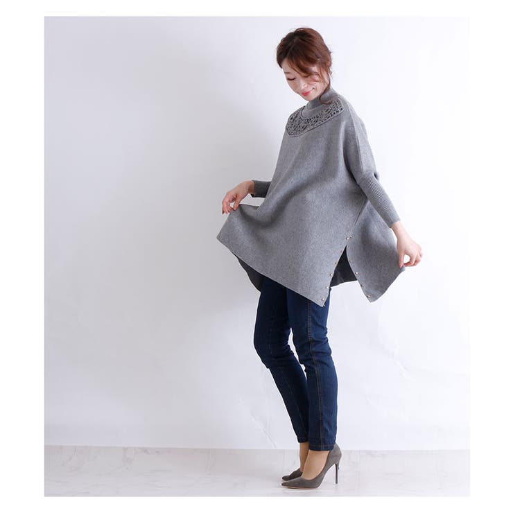 スタッズスリットのポンチョ風ニットトップス レディース ファッション 品番 Slmw Sawa A La Mode サワアラモード のレディースファッション通販 Shoplist ショップリスト